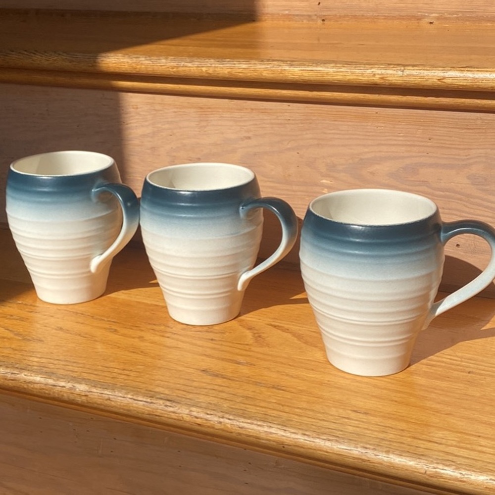 Mikasa Swirl Ombre Blue Coffee Mugs Set of 3